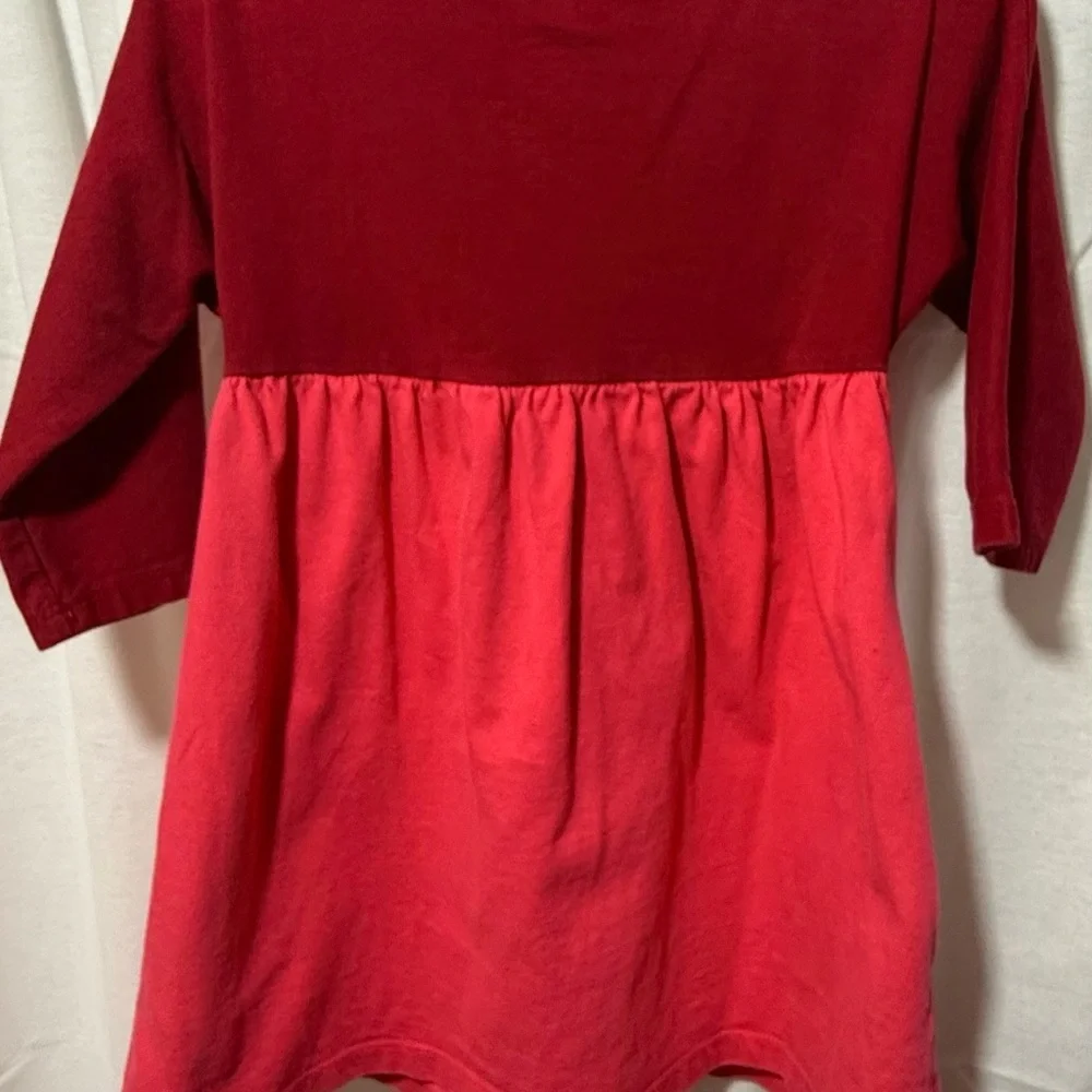 Tea Red Pink Floral Graphic Long Sleeve Dress Spring